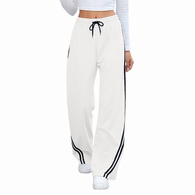 Pantalones Deportivos de Pierna para Mujer, Informales, de Cintura Alta, Rectos, con Cordón y Bolsillos S
