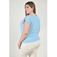 thumbnail image 3 of Blusa con detalle de estrella Roman Fashion /Tallas Extras, 1916 (Azul cielo) azul cielo 38, 3 of 6