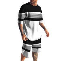 Cathalem Big and Tall Men 2 Piece Short Sets Outfits Summer Men's 2 Pieces Short Sets Shirts Short Sleeve Casual Beach Shorts Summer Yoga Outfits(Black,XXXXXL)