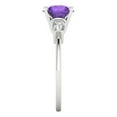 thumbnail image 3 of 2 ct Round Cut Natural Amethyst Three-Stone Engagement Ring for Women in 18K White Gold, 3 of 5