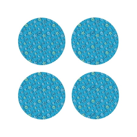 

Drink Coasters Set of 4 Stars and balloons Leather Coasters for Coffee Table Protector Heat Resistant Cute Coasters for Home Decor Housewarming Gifts Bar Kitchen 4 Inch Round Shape