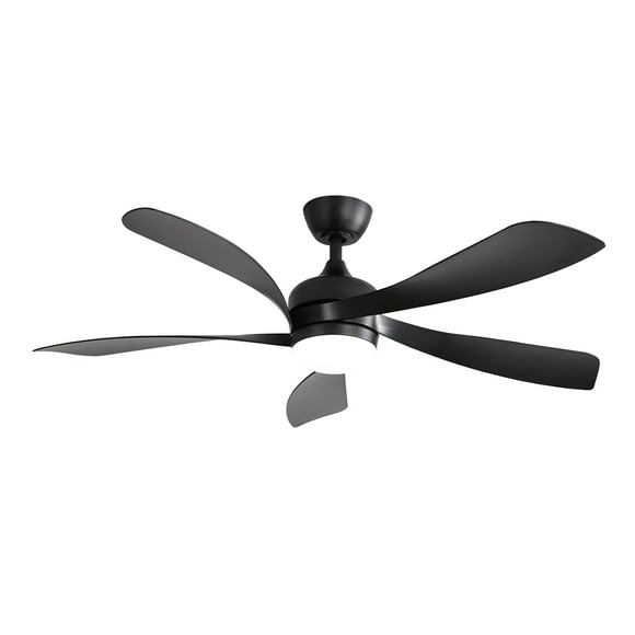 Sofucor 52-Inch Black Ceiling Fan with LED Light, Remote, Downrods, 5 Blades, Modern