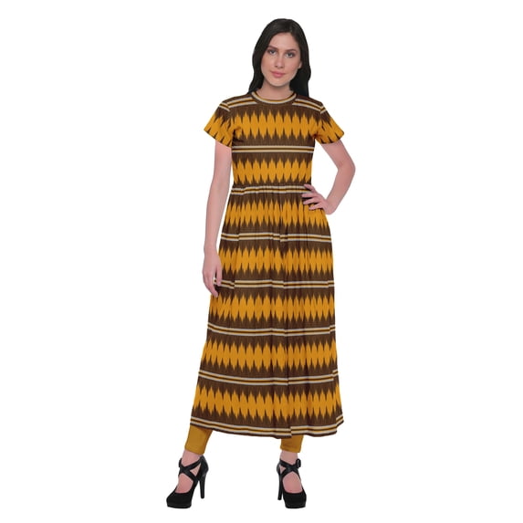 Moomaya Short Sleeve Kurta Summer Tunic Printed Front Slit Kurtis For Women