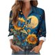 thumbnail image 1 of Camisa Impresa de Manga Larga Casual de las Mujeres con Cuello en V, Blusa con Botones de Longitud Regular para el Uso Diario, 1 of 6