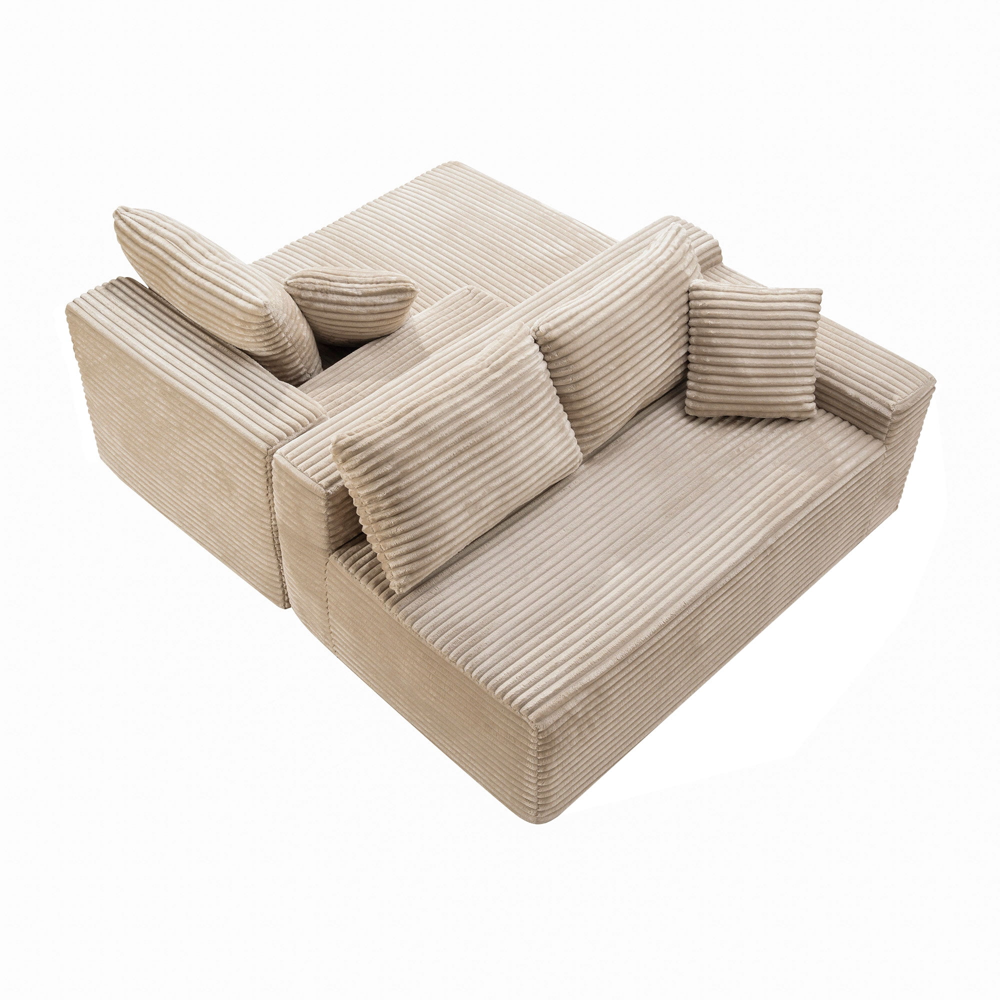 MOONMISS L-Shaped Cloud Sectional Couch with Chaise,Modern Corduroy Upholstered Modular Boneless Sofa,No Assembly for Living Room Apartment(Camel,Left)