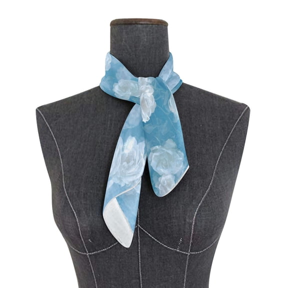 Square Scarf 24x24 Inch Clear Blue Floral Seamless Silky Satin Sun Protection Neck Scarf for Women Multi-Purpose Head Wrap Bandana for Hair Bag Decoration