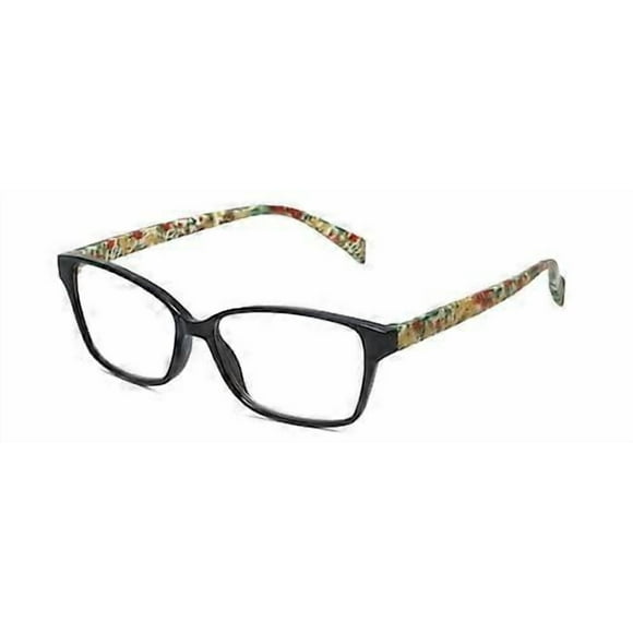 IM 31324 CatEye Reading Glasses 3.75 Black Floral Green Yellow Red Womens Designer Trendy Chic Readers Eyeglasses