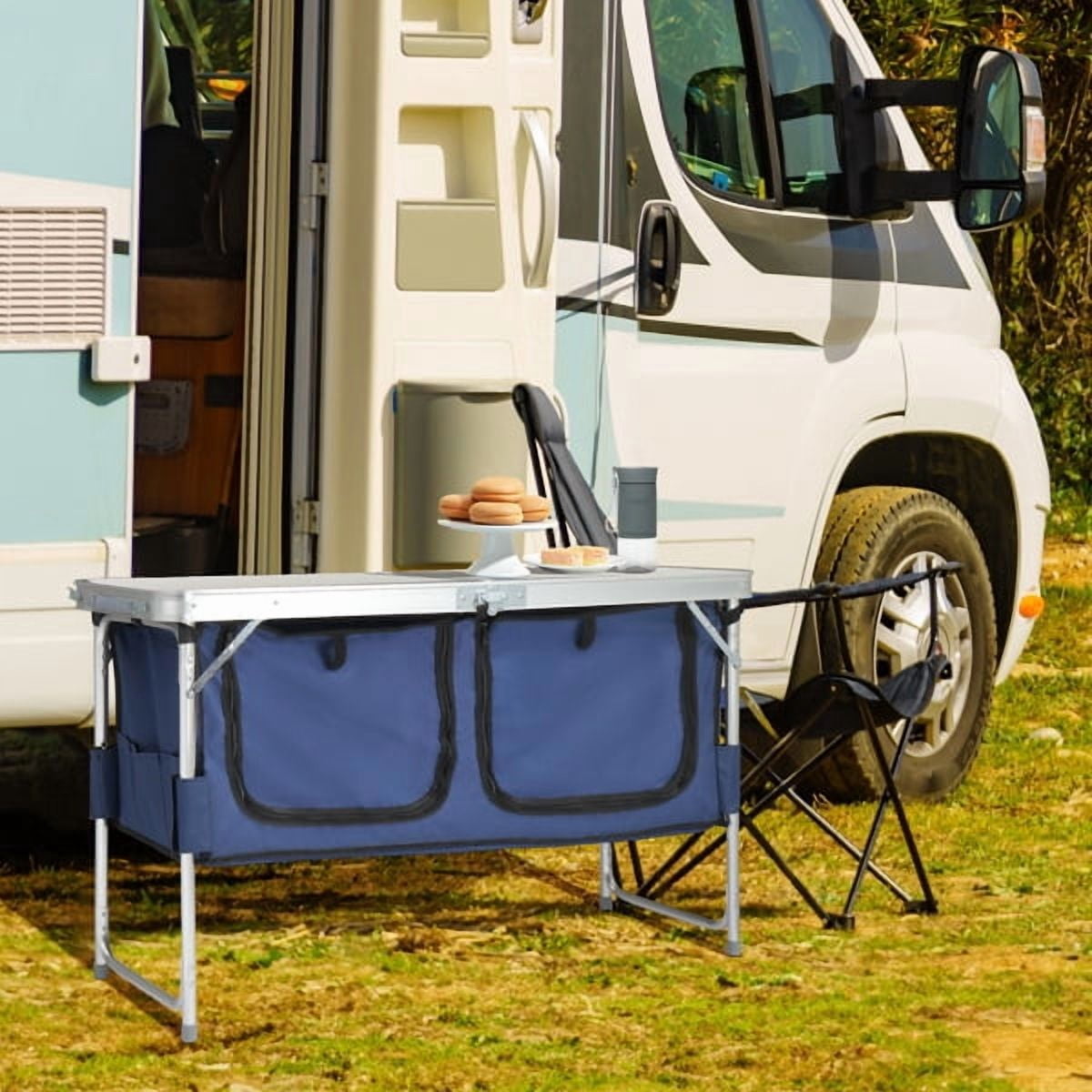 Alvantor 4 Ft Folding Camping Table with Storage Portable Aluminum Picnic Table for Indoor Outdoor Use