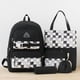 thumbnail image 3 of 5pcs Juego De Mochila De Patrón De Cuadros, Kawaii Preppy Travel Schoolbag Con Bolsa De Mano, Bolsa Cruzada, Estuche Para Lápices Y Bolsa Con Cordón, 3 of 4