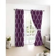 thumbnail image 3 of Dark Purple Moroccan Blackout Curtains for Bedroom/Living Room, Thermal Insulated Kitchen Curtains, Country Abstract Quatrefoil Lattice Grommet Darkening Window Treatment Drapes 27.5"x39"x2, 3 of 8