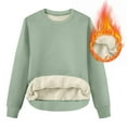 thumbnail image 4 of Women's Sherpa Lined Sweatshirts Warm Winter Fleece Crewneck Pullover Thermal Casual Soft Long Sleeve Thick Tops Light Green XL, 4 of 8