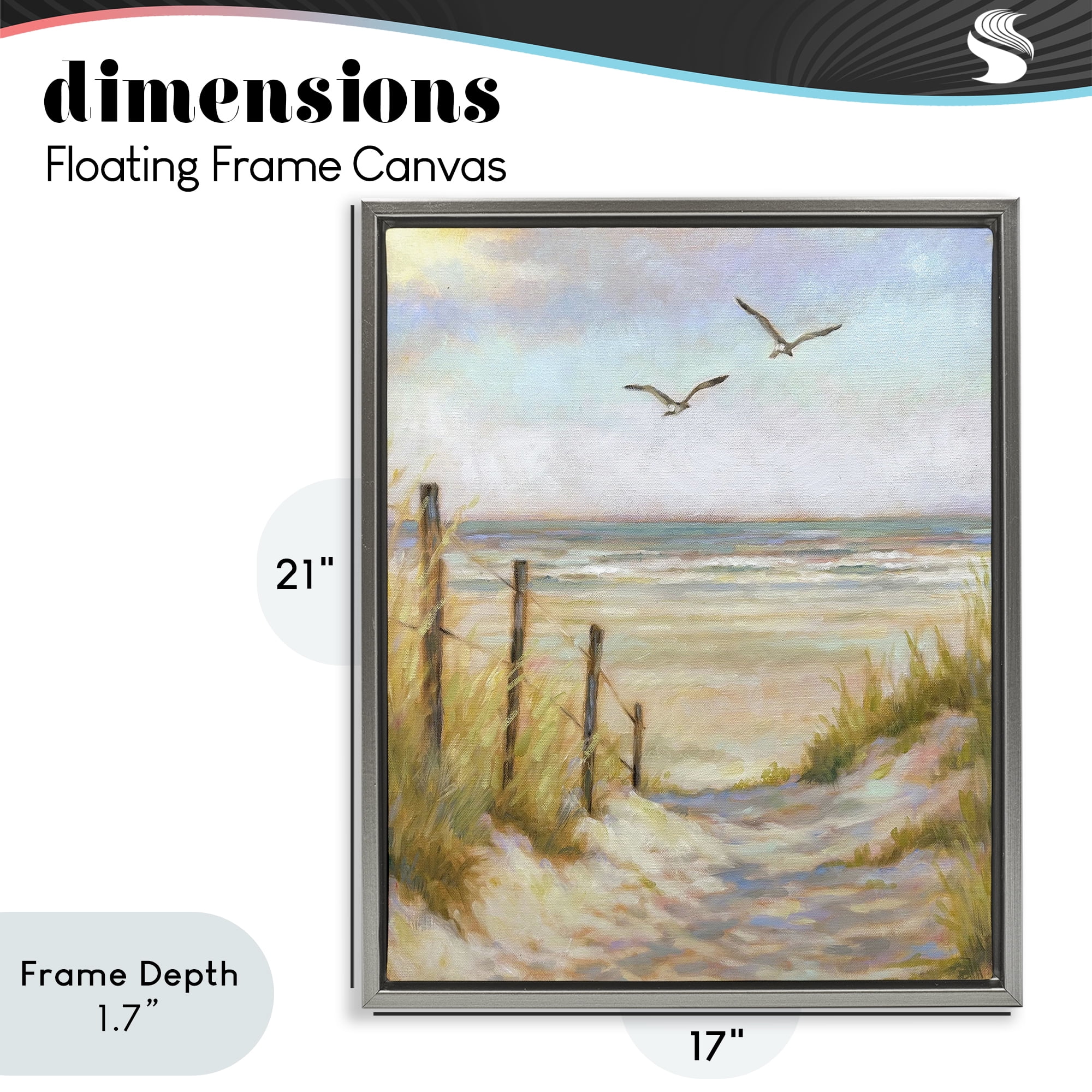 Stupell Industries Tranquility Beach Coastal Path Gray Framed Floater Canvas Wall Art, design by Linda Sperruzzi