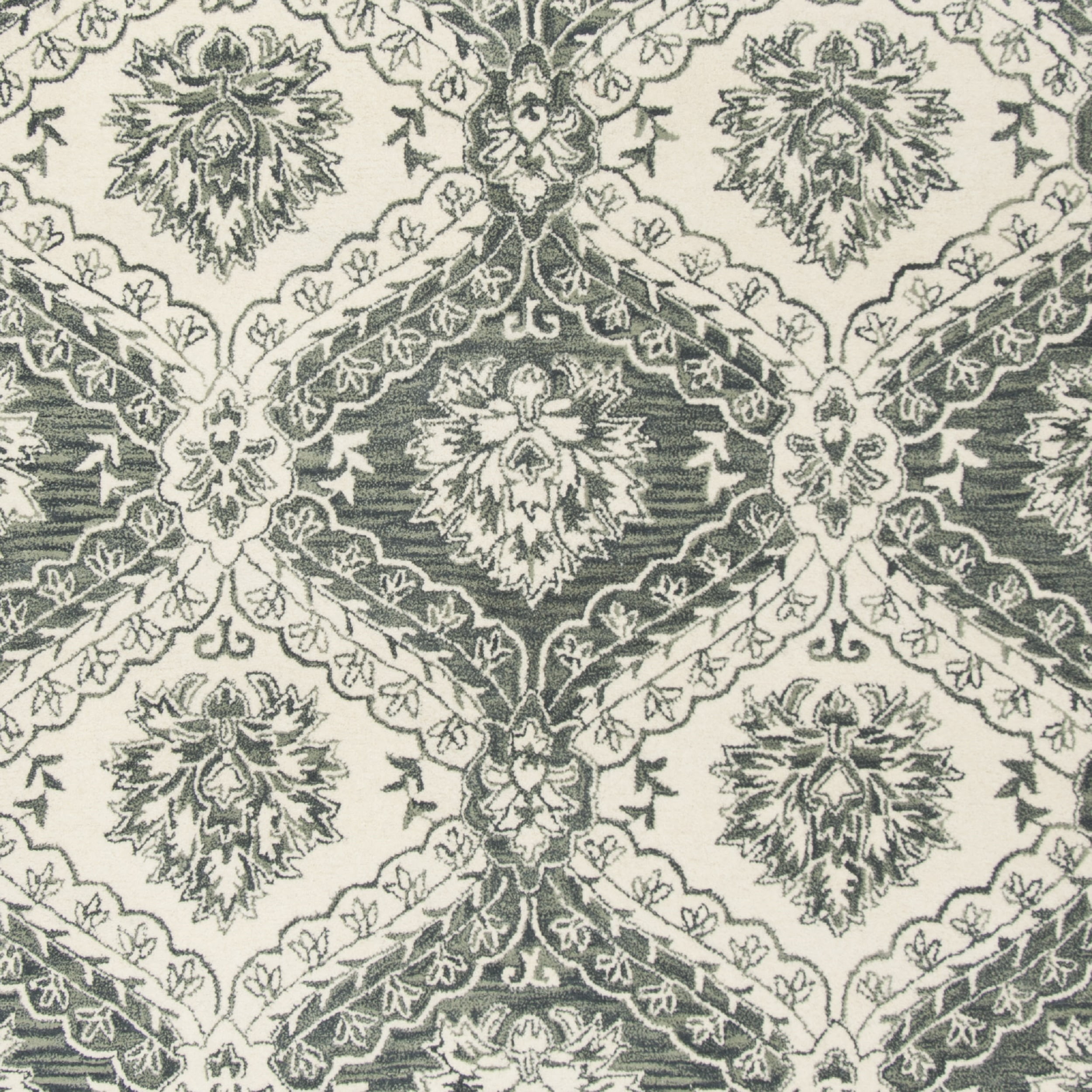 SAFAVIEH Blossom Maxwell Damask Floral Wool Runner Rug, Blue/Ivory, 2'3" x 8'