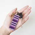 thumbnail image 6 of Keychain 6×3.1×1inpu Leather With Delicate Touch And Strong Recognition Is Used For Daily Travel, Work And Picnic Violet Violet Stripe_2, 6 of 8