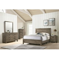 Traditional Grey Color Panel Bed Dresser Mirror Nightstand Set 4Pc Full Size Bedroom