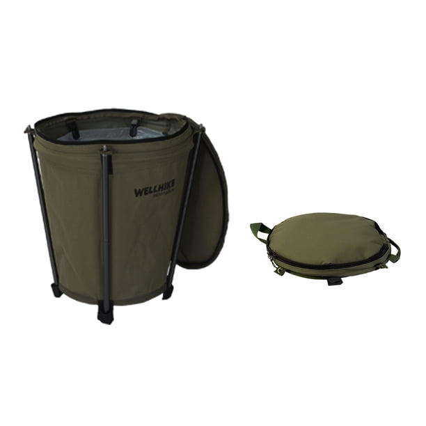 20L Camping Trash Cate Basket Basura Con Accesorios para Acampar Tapa (oscuro) Verde