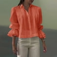 thumbnail image 2 of ZJXFGS Ruffle Blouse for Women Ruffle Tops for Women Trendy Work Shirts for Women High Collar Blouses for Women Red 3XL, 2 of 7