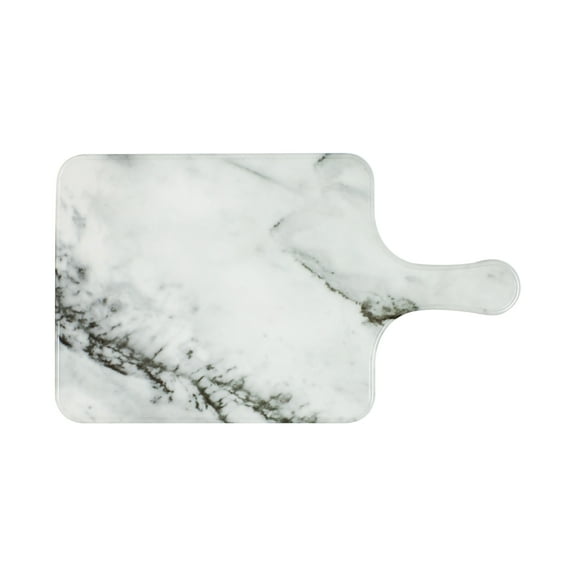 Excellante White shadow melamine serveware 8 1/2" x 7" serving board w/handle, faux marble, comes in each