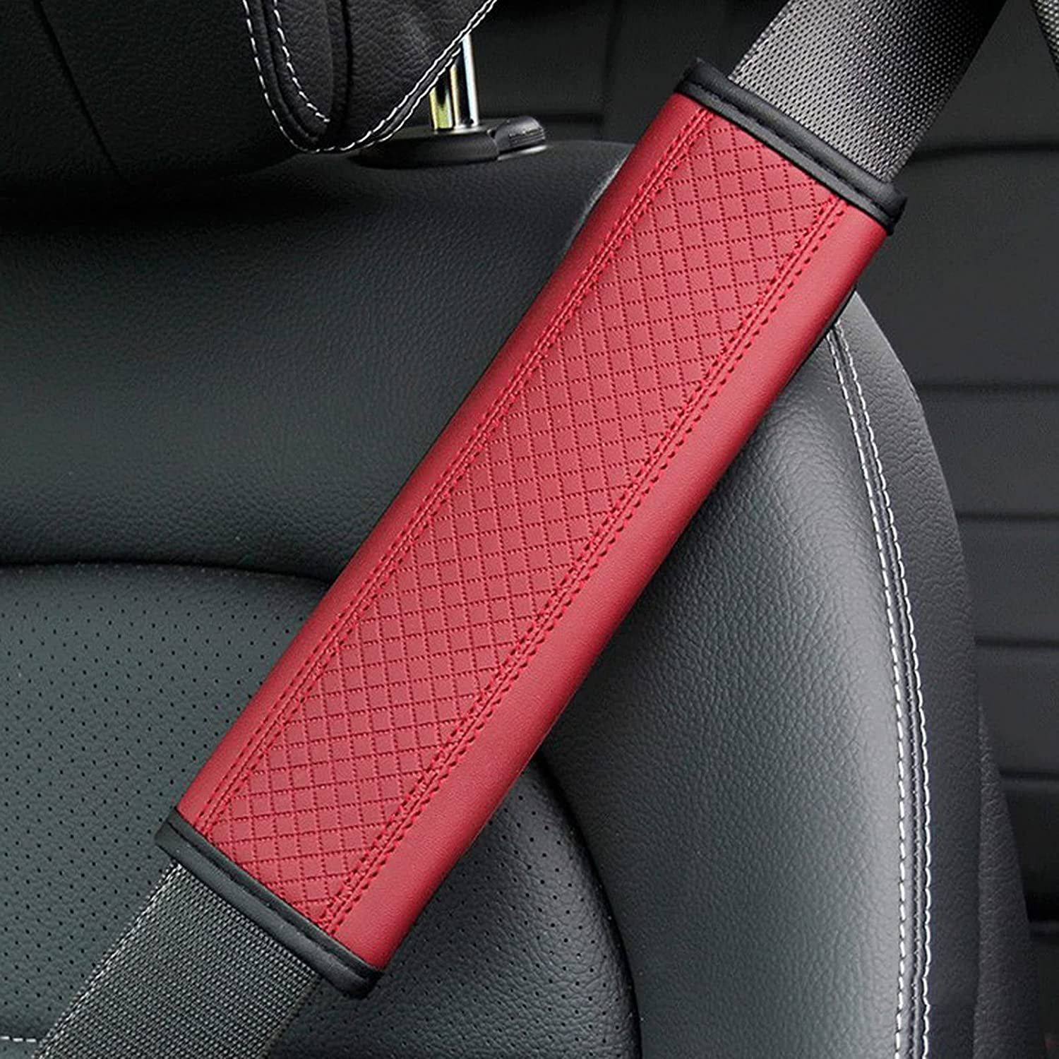 Car Seat Belt Strap Soft PU Leather Safety Shoulder Cushion Pads Cover CF 