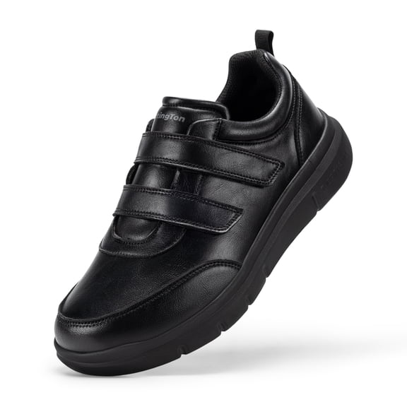 Fittington Men's Wide Width Slip-Resistant Dress Shoes with Hook & Loop Water-Resistant Arch Support Diabetic Shoes for All-Day Long Comfort