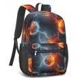thumbnail image 2 of Basketball and Fire Black Pattern 17" School Backpacks for Teens,Waterproof Oxford Fabric,S-Shape Padded Straps for School,Travel,Hiking,Camping, 2 of 6