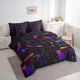 thumbnail image 3 of Manfei Lovely Cat Kitten 7pcs Bedding Comforter Set,Purple Feather Pattern Queen Bedding Sets,Cartoon Stars Print Queen Sheet Sets For Boys Girls,Luxury Bedroom Decor Reversible, 3 of 8