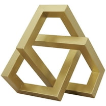 12" x 7" Gold Metal Abstract Shaped Geometric Sculpture, by DecMode