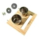 thumbnail image 2 of Comedero para pájaros, bebedero para jaula, cuenco de acero inoxidable para mascotas, percha de madera para animales Copa doble, 2 of 7
