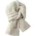 thumbnail image 6 of Ultra-Soft Alpaca Wool Blend Scarf, Cozy Winter Knit Wrap for Women, Korean Style,164*24cm,light gray, 6 of 15