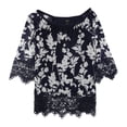 thumbnail image 1 of Alfani Blusa de ganchillo con hombros descubiertos para mujer, azul, grande, 1 of 1