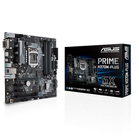 Asus Prime H370M-Plus/CSM Desktop Motherboard - Intel Chipset - Socket H4 LGA-1151 - Micro ATX - 1 x Processor Support - 64 GB (Best Motherboard For I3 Processor)