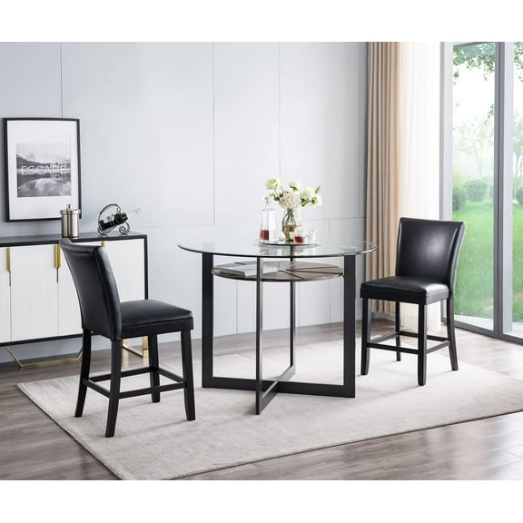 JESONVID Counter Height Bar Stools Set of 2, 46"H Solid Wood Counter Stools Barstools Chairs with Upholstered Back for Bar Kitchen Restaurant, Grey GBY1331GY