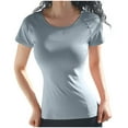 thumbnail image 2 of Fesfesfes Gym Shirts Women's FashionT-shirt Short Sleeve Blouse Round Neck Casual Tops Sweatshirt Short Tshirts for Women L(US:8), 2 of 8