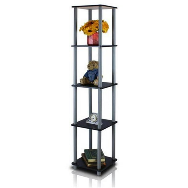 TurnNTube 5Tier Corner Square Rack Display Shelf, Black & Grey 57.