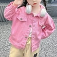thumbnail image 4 of fnnxnal Girls Pink Denim Jacket - 100% Durable Denim, Classic Button-Front with Chest Pockets, Casual Outerwear for Kidss & Kids (1-11 Years),Size 7 T, 4 of 6