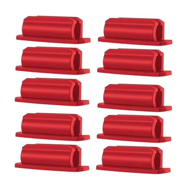 10 x Portalápices de silicona adhesivos portátiles con clip para lápices para escritorio de oficina, ordenador y coche rojo
