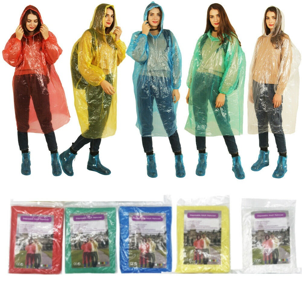 3 PACK CLEAR Raincoats Disposable Adult Rain Coat Poncho For Hiking Concerts 