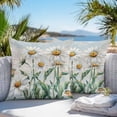 thumbnail image 4 of Retro Flowers Outdoor Pillow Covers Pack of 2 Daisy Wildflowers Plants Blue Wood Grain Waterproof Throw Pillow Covers Decorative Cushion Cases for Patio Garden Tent Balcony Couch 20x20 inch, 4 of 8