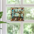 thumbnail image 4 of Christmas Ornament under $5! Yannianjz Vintage Sewing Machine Acrylic Suncatcher Stained Glass Effect Window Car Hanging Christmas Ornament Indoor Outdoor Decor Sun Catcher Panel for Sewing Lover, 4 of 6