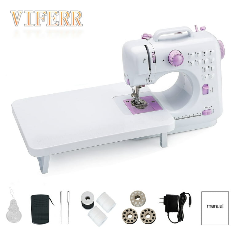 Viferr Mini Sewing Machine 12 Built-in Stitches Household Handheld Electric Portable Sewing Machine with Extension Table for Beginners and Kids Easy