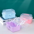thumbnail image 2 of Scheam Tackle Box Large 3 Layers Plastic Portable Storage Box Fishing Pink Tackle Box Organizer Art Craft Tool Box, 2 of 8