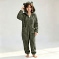 thumbnail image 6 of JOANKDMI Tween Girls Fuzzy Fleece Size 11-12 Onesie Pajamas with Cute Ears Hood and Pockets Zipper One Piece Jumpsuit Warm Fluffy Sleepwear for Winter Lounge Homewear, 6 of 7