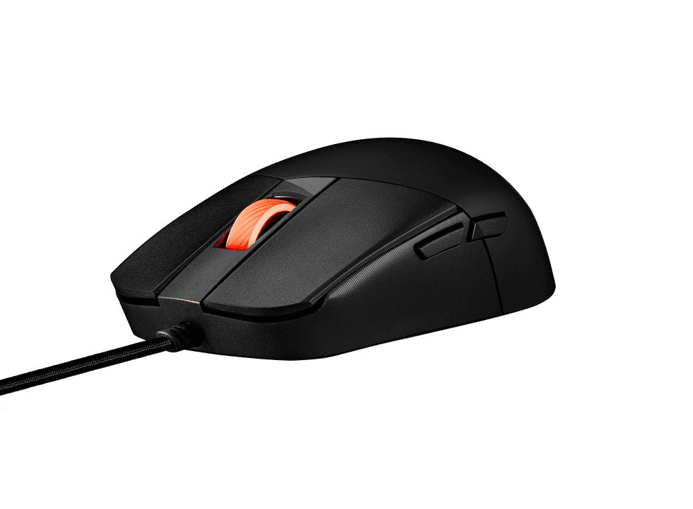 Asus ROG Strix Impact III Gaming Mouse, Semi-Ambidextrous, Wired, Lightweight, 12000 DPI sensor, 5 programmable buttons, Replaceable switches, Paracord cable, FPS gaming mouse, Black