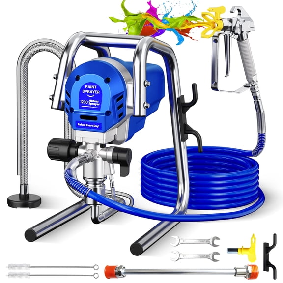 1200W Heavy-Duty Airless Paint Sprayer, 3300PSI High Pressure & 1.2L/Min High Flow for Fast Painting, Up to 30% More Coverage with Less Overspray, for Interior/Exterior Walls, Fences, Furniture