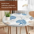 thumbnail image 3 of Coastal Blue Coral Round Tablecloth 55-60 Inch Round Fitted Table Cloth with Elastic Edge, Summer Watercolor Ocean Sea Waterproof Table Cover Protector for Outdoor Picnic Party Dining, 3 of 6