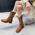 thumbnail image 4 of Dakaela Cowboy Boots for Women Mid Calf Western Cowgirl Booties Embroidery Square Toe Pull on Boots, 4 of 8