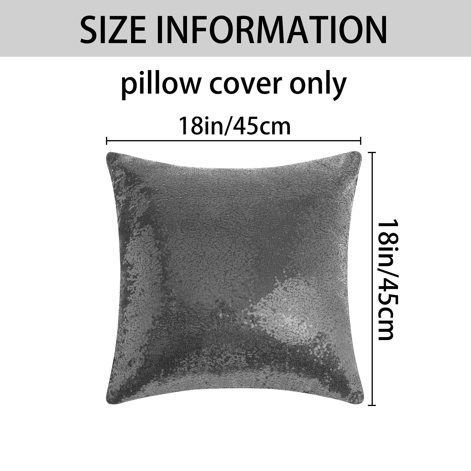 Unique Bargains Sequin Throw Pillow Covers 2 Glitter Decorative Pillow Cases Cushion Cover Gray 18" x 18"