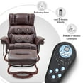 thumbnail image 4 of MCombo Swivel Recliners with Ottoman, Reclining TV Chairs with Vibration Massage, Faux Leather Ergonomic Lounge Chair for Living Room Bedroom 4832(Dark Brown), 4 of 9