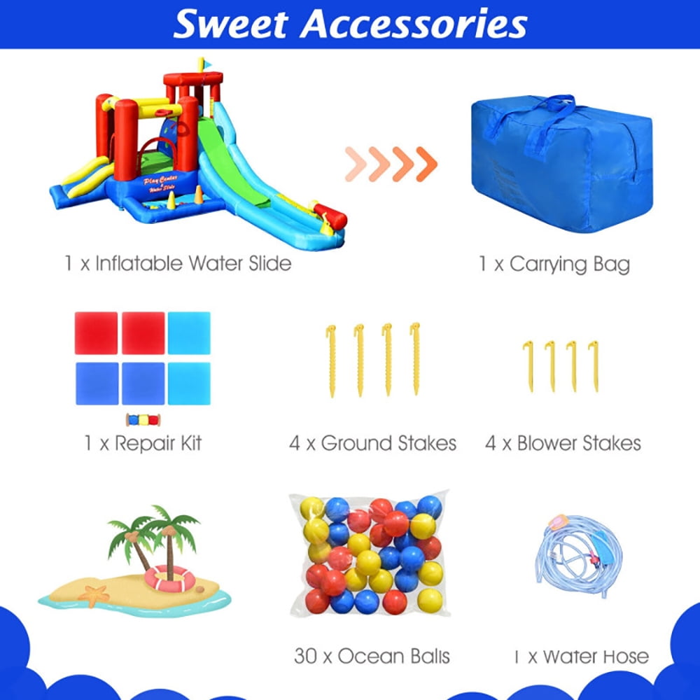 Aimee Lii 9-in-1 Inflatable Kids Water Slide Bounce House without Blower, Playhouse for Kids Outdoor Aimee Lii 9-in-1 Inflatable Kids Water Slide Bounce House without Blower, Playhouse for Kids Outdoor