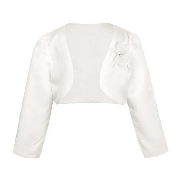 vastwit Girls Bolero Shrug Long Sleeve Satin Cardigan Childs Kids Party Outfit Birthday Evening Dress Cover up Ivory 150